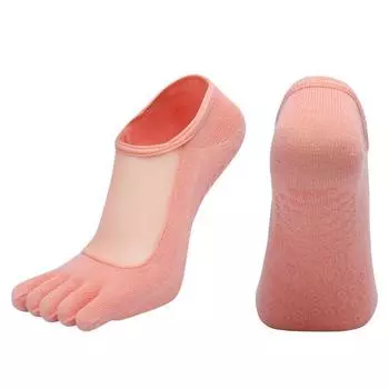 Five-Finger Yoga Socks Non Slip Professional Women s Sports Fitness Non-Slip Socks Room Socks Adult Open Toe Pilates Socks W5-Orange