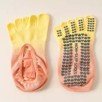 Five Finger Yoga Socks Women s Summer Thin Indoor Fitness Yoga Non-Slip Socks Room Socks Adult Pilates Socks Lemon yellow