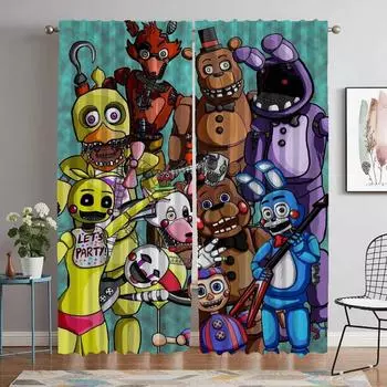 Five Nights Elegant Room Curtains 2 Pieces Tulle for Bedroom Partition Home Interior Curtains Window Curtain Shades Living Child W50xH70cmx2pcs-CL