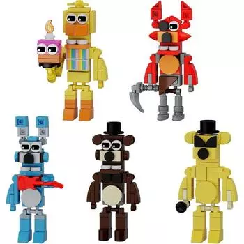 Five Nights Security Breach Building Block Toy 5 в 1, Fazbear Fredy Fighting Monster Action Figures DIY Model, Взрослые Мальчики Девочки День рождения 5 in 1