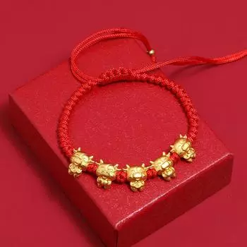 Five Niu Send Blessing Men s and Women s Bracelets Natural Year of the Ox Red Rope Woven Bracelets Good luck and safety High-end gift jewelry