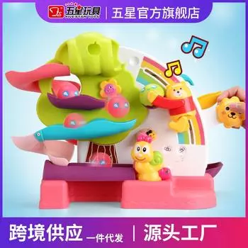 Five Star Multifunction Cartoon Rotary Slam Dunk Bear Large Slide Новая самодельная детская электрическая трековая игрушка красный/зелёный