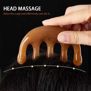 Five Teeth Massage Comb Resin Big Teeth Head Massage Claw Portable Small Comb Work Travel Carry Body Massage янтарь