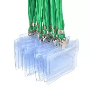 fiveAstar ID Card Holder Neck Strap Name Tag Hanging Event Staff Pass Business Card Employee ID Case Holder Neck Exhibition Waterproof Set Horizontal