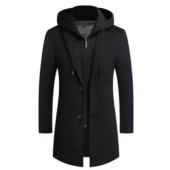 FiveFive Men Woolen Coat Casual Warm Winter Woolen Coat XS серый