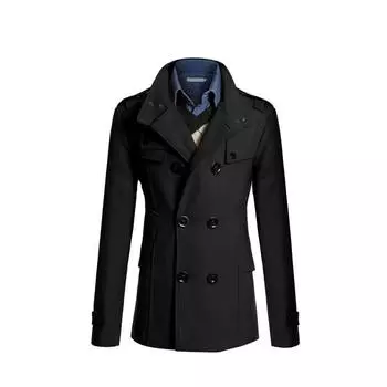 FiveFive Мужские куртки Шерстяные куртки Пальто для мужчин Двубортное пальто Утолщенная мужская куртка S чёрный