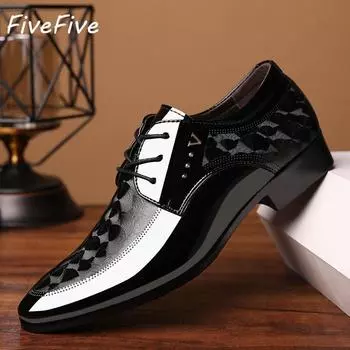 FiveFive/мужские модельные туфли в деловом стиле, мужская кожаная обувь, большие размеры, блестящие повседневные туфли в британском стиле с острым носком, большие размеры 38-48 38 коричневый