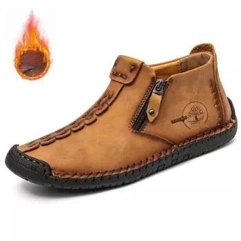 FiveFive Мужские модные повседневные теплые флисовые ботинки в британском стиле Короткие ботинки для прогулок на открытом воздухе Большие размеры 38-48 38 чёрный