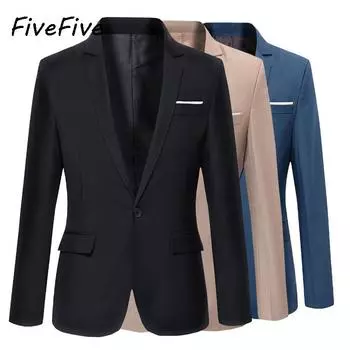 FiveFive мужской пиджак осенняя мода тонкий деловой формальный мужской костюм длинный рукав лацкан топ пиджак мужская одежда XXXXL чёрный