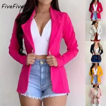 FiveFive Стильное женское спортивное пальто с длинными рукавами, облегающий офисный спортивный повседневный топ XS белый