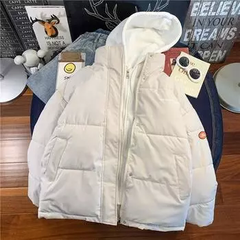 FiveFive Женская зимняя стеганая куртка, пальто из плотного хлопка, женское свободное пальто с капюшоном, короткая парка XL розовый