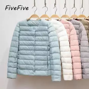 FiveFive женская модная стеганая куртка для женщин осень легкий тонкий короткий пуховик пальто S белый