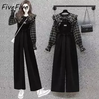 FiveFive Женская одежда костюм весна/осень ретро кардиган топ модные брюки с поясом комплект из двух предметов S чёрный