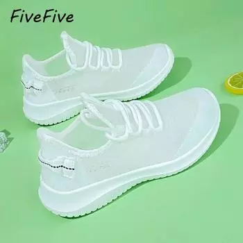 FiveFive Женская повседневная спортивная обувь Комфортная сетка Теннис Весна-лето Сетчатые легкие кроссовки Женские белые полые нескользящие прогулочные туфли 35 розовый