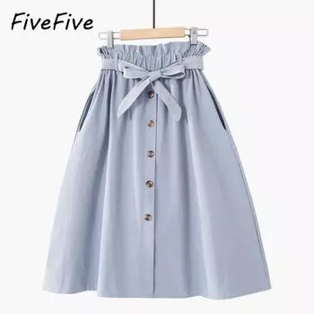 FiveFive Женская узкая юбка с высокой талией Body con Stretch Casual Skirt One Size хаки