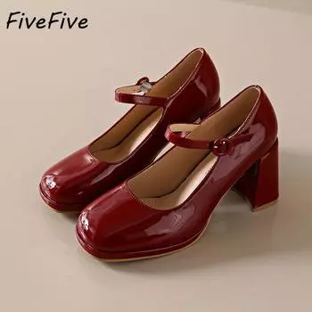 FiveFive женские весенне-осенние модные милые удобные удобные туфли Мэри Джейн из искусственной кожи с пряжкой и ремешком 40 чёрный