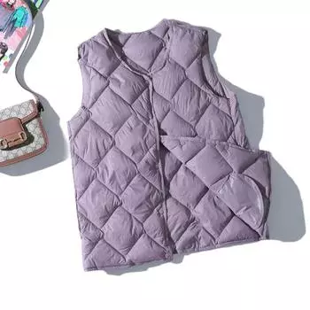 FiveFive Женский теплый жилет без рукавов с подкладкой из пуха, женский ультралегкий жилет из белого утиного пуха в Корейском стиле, тонкие парки XXXXL чёрный