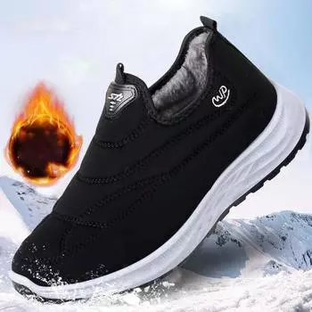 FiveFive Зимние мужские кроссовки Теплые меховые мужские сапоги Ankel Плюшевые мужские зимние сапоги Большие размеры Парная обувь Нескользящие мужские сапоги Повседневная мужская обувь 36 чёрный