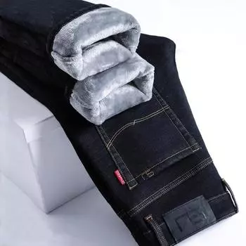 FiveFive Зимние утепленные джинсы с флисовой подкладкой Мужские модные повседневные теплые джинсы 27