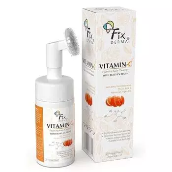 Fixderma 2% Vitamin C Face Wash, пенящееся очищающее средство для лица со щеточкой, уменьшает мелкие морщины, отшелушивает кожу - 100 мл