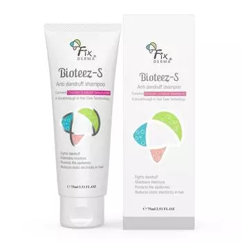Fixderma Bioteez-S, шампунь против перхоти, шелушения кожи головы, рецидивирующей перхоти, формула без сульфатов и парабенов - 75 мл