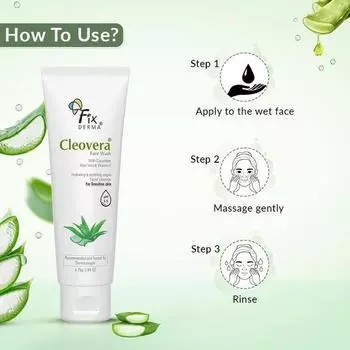 Fixderma Cleovera, гель для умывания с алоэ вера и витамином E | Гель для умывания с алоэ вера для лица | Средство для умывания и очищения лица | Средство для умывания для сухой кожи (Для всех типов кожи)