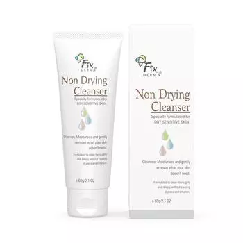 Fixderma Non Drying Cleanser, очищающее средство без мыла со сбалансированным pH, очищающее поры, протестированное дерматологами, не вызывающее раздражения кожи - 60 г