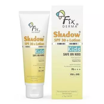 Fixderma Shadow Солнцезащитный лосьон SPF 30+ для детей PA+++ | Солнцезащитный крем для чувствительной кожи, Солнцезащитный крем для тела и лица | Солнцезащитный крем широкого спектра действия - 75 г