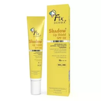 FIXDERMA Shadow SPF 50 Lip Shield PA+++ Бальзам для губ SPF 50 с маслом семян какао теоброма, кокосовым маслом первого отжима и глутатионом предотвращает пигментацию