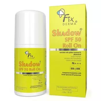 FIXDERMA Shadow Spf 50 Roll On, солнцезащитный крем Spf 50 для лица, защита от УФ-лучей, солнцезащитный крем для женщин и мужчин - 30 г - комбинированный