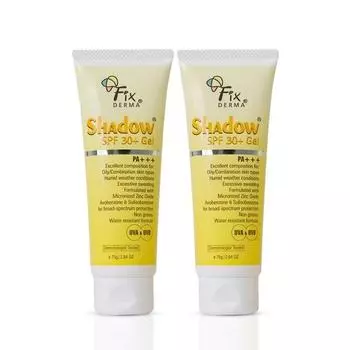 Fixderma Shadow Sunscreen SPF 30+ Gel PA+++ | Солнцезащитный крем для тела и лица | Защита от UVA и UVB лучей | Солнцезащитный крем для женщин и мужчин - 75 г (Упаковка из 2 шт.)