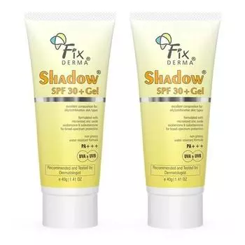 Fixderma Shadow Sunscreen SPF 30+ Gel PA+++ | Солнцезащитный крем для жирной кожи | Солнцезащитное средство SPF 30 | Защита от UVA и UVB-излучения - 40 г (Упаковка из 2 шт.)