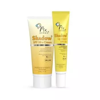 Fixderma Shadow Sunscreen SPF 50+ Cream PA+++ и Shadow SPF 50 Lip Shield PA+++ Combo | Солнцезащитный крем SPF 50 для сухой кожи | Бальзам для губ SPF 50