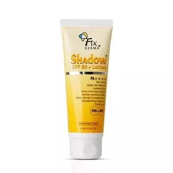 Fixderma Shadow Sunscreen SPF 80+ PA++++ Лосьон | Солнцезащитный крем широкого спектра действия для защиты от UVA и UVB | Нежирный и водостойкий - 75 мл