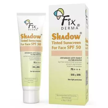 Fixderma Shadow Tinted Sunscreen SPF 50 PA+++ | Солнцезащитный крем с витамином E | Защита от UVA и UVB лучей | Для всех типов кожи - 30 г