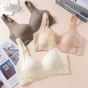 Фиксированная чашка Цельная, без стального кольца, противоударное, сборчатое, не оставляющее следов нижнее белье Тонкая чашка Удобный дышащий бюстгальтер с подъемом M Size (34ABC)