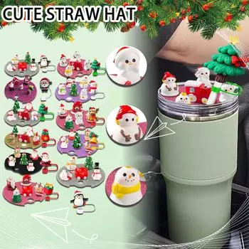 Фиксированная табличка для крышки стакана 40 унций Micro L с украшением из 10-миллиметрового силикона, рождественская этикетка для крышки стакана с соломинкой, подходит для 40 унций One Size