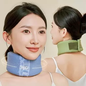 Фиксированный шейный бандаж для предотвращения наклона шеи, фиксатор для поддержки шеи, противоскользящий шейный бандаж, дышащая губка, полный комплект, удобно носить M синий