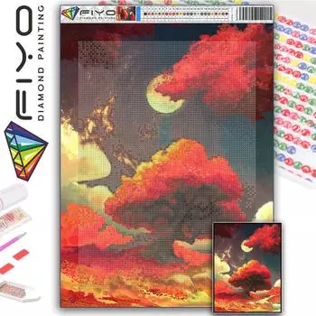 FIYO 11,8x16,73 дюйма Алмазная картина Полная круглая дрель Алмазная мангровая круглая алмазная живопись Ручная работа Diy Алмазная мозаика Картина Украшение дома