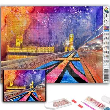 FIYO 11,8x16,73 дюйма Алмазная картина Полная круглая дрель Алмазная улица Круглая алмазная живопись Ручная работа Diy Алмазная мозаика Картина Украшение дома