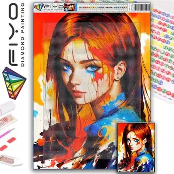 FIYO 11,8x16,73 дюйма Алмазная картина Полная круглая дрель Алмазная цветная девушка Круглая алмазная живопись Ручная работа Diy Алмазная мозаика Картина Украшение дома