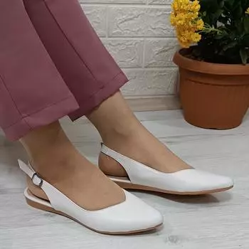 Fiyra 4010 Белая женская бабетка ручной работы с открытой спиной