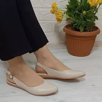 Fiyra 4010 Бежевая женская бабетка ручной работы с открытой спиной