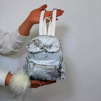 Fiyra crn White Sequin Girls Backpack (16cmx20cmx10cm)