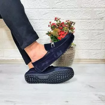 Fiyra Tkn Темно-синие мужские балетки из натуральной кожи из нубука Повседневная обувь