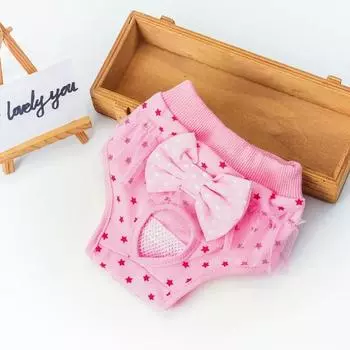 Физиологические штаны для домашних животных, менструальные штаны принцессы для мамы и собаки, нижнее белье с бантом, одежда для собак S