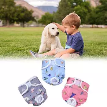 Физиологические штаны для домашних животных, водонепроницаемые тканевые гигиенические подгузники для собак, защитные менструальные штаны с принтом 10/S