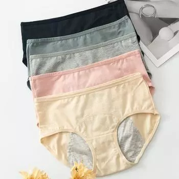 Физиологическое нижнее белье, трусы со средней талией, бесшовные однотонные треугольные шорты, женские трусики M