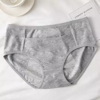 Физиологическое нижнее белье, женские дышащие и удобные защитные брюки со средней талией из чистого хлопка с защитой от боковых протечек M серый