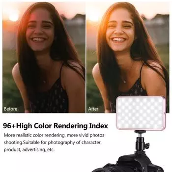 FL-08 Мини-светодиодная панель для видеосъемки, заполняющая лампа 3000K-5500K, встроенная регулируемая яркость розовый